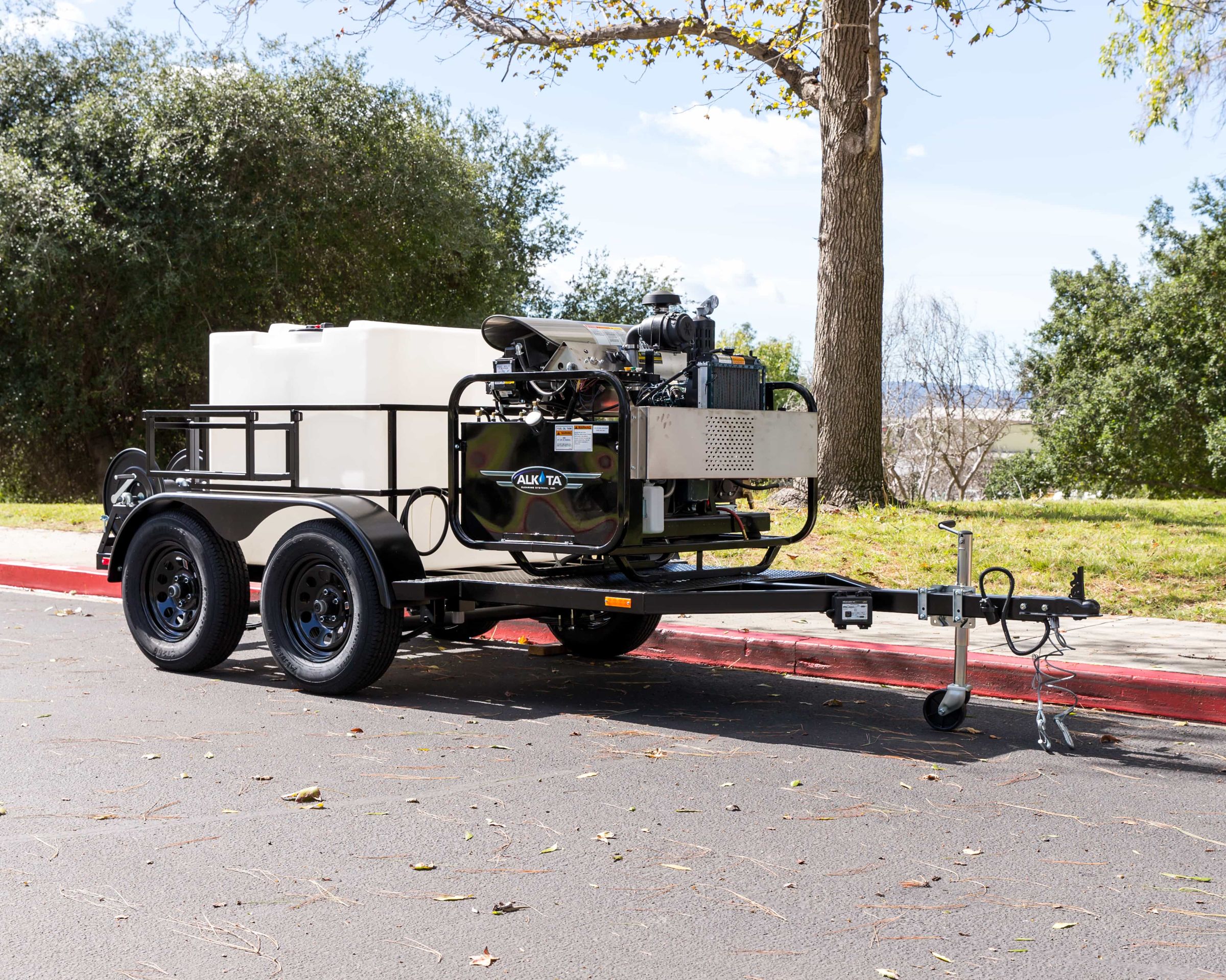 Alkota 5357C Kubota diesel hot-water machine on a UTT330 tandem-axle trailer